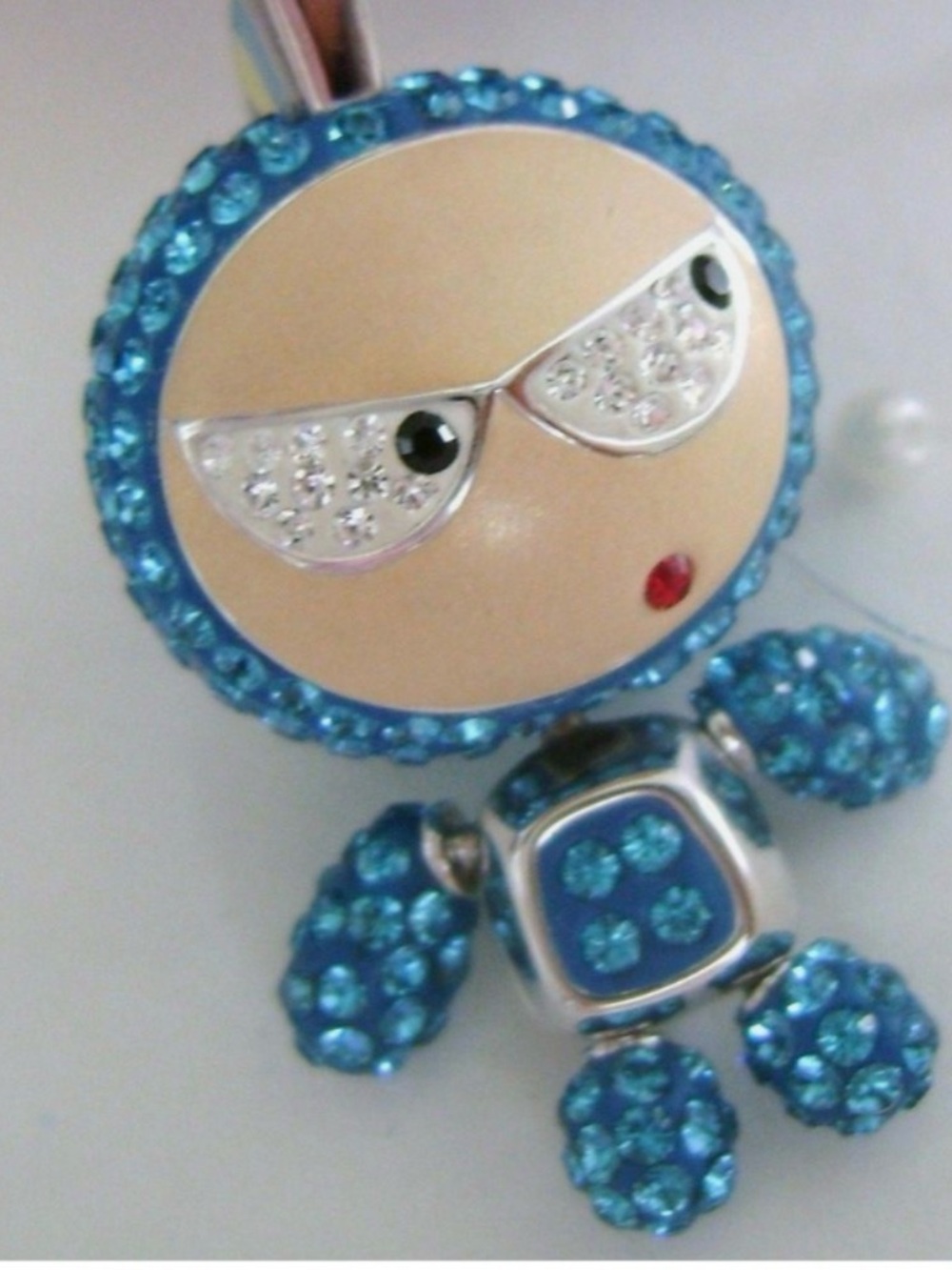 Swarovski Blue Crystal  Pendant Necklace "Eliot" incl chain swing sing pendant